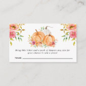 秋カボチャフローラベビーシャワーおむつラッフル エンクロージャーカード (正面)