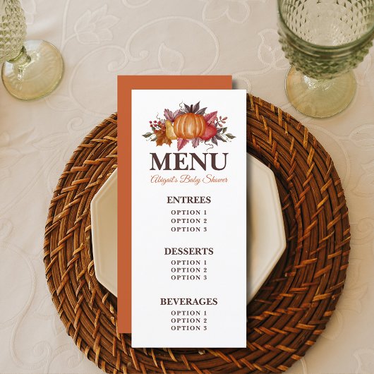 秋カボチャフローラベビーシャワーメニュー メニュー