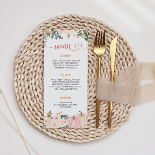 秋カボチャフローラベビーシャワーメニュー メニュー