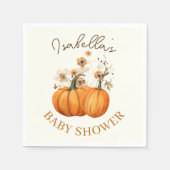 秋カボチャフローラベビーシャワー紙カクテル スタンダードカクテルナプキン (正面)