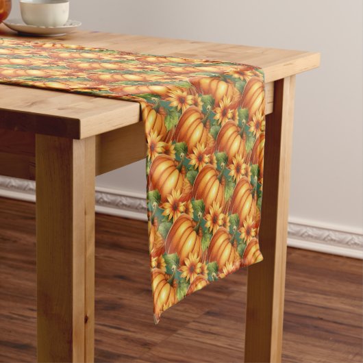 秋カボチャフローラ感謝祭テーブルランナー ミディアムテーブルランナー (インサイチュ)