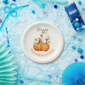 秋カボチャフローラ感謝祭紙カクテル ペーパープレート (パーティー)