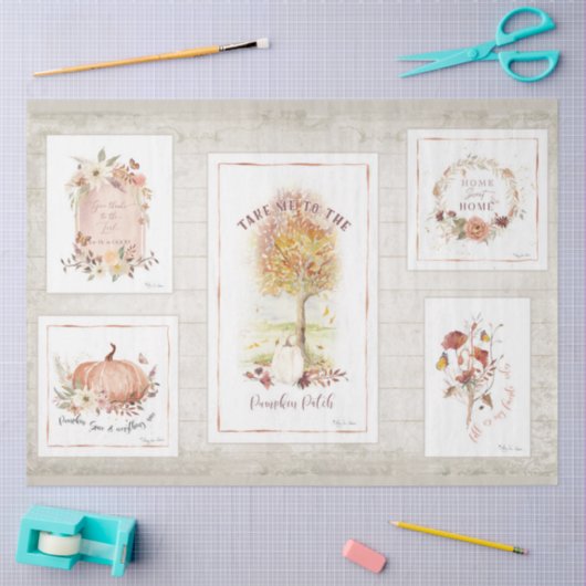 秋カボチャフローラ秋の木のデカ葉ップページ 薄葉紙 (クラフト)