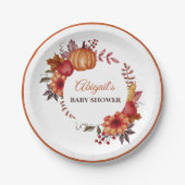 秋カボチャフローラ秋の赤ちゃんシャワー ペーパープレート (正面)