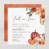 秋カボチャフローラ秋インラブベビーシャワー 招待状 (正面/裏面)