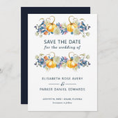 秋カボチャフローラ結婚式の日付を保存 セーブザデート (正面/裏面)