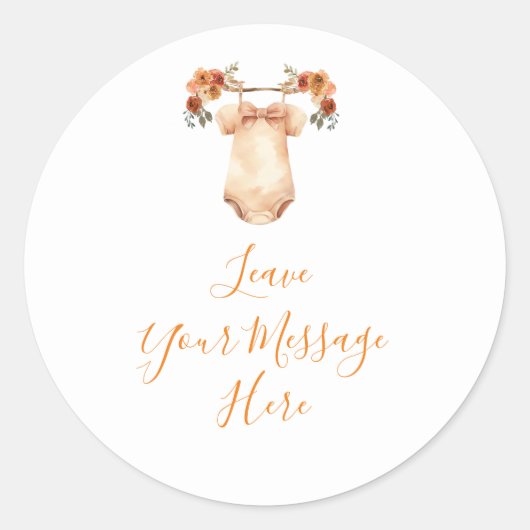 秋カボチャフローラ赤ちゃん服あなたのメッセージを愛する ラウンドシール (正面)