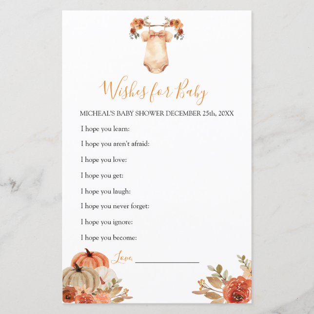 秋カボチャフローラ赤ちゃん服のベビーを願う (正面)