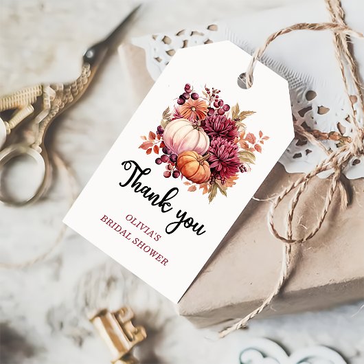 秋カボチャブライダルシャワーお願いサンキュー ギフトタグ