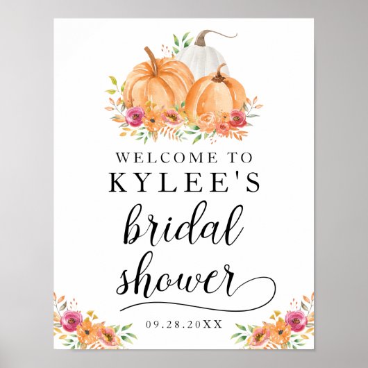 秋カボチャブライダルシャワーウェルカムポスター ポスター (正面)