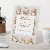 秋カボチャベビーは甘い赤ちゃんシャワー 台座サイン (インサイチュ)