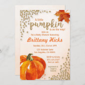 秋カボチャベビーシャワーグリッター招待状 招待状 (正面/裏面)