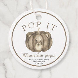 秋カボチャポップ・アートのクマ – それ！赤ちゃんシャワー フェイバータグ