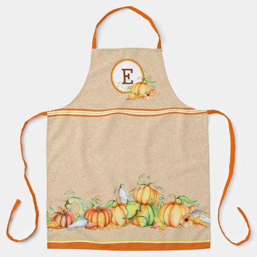 秋カボチャモノグラムの エプロン (正面)