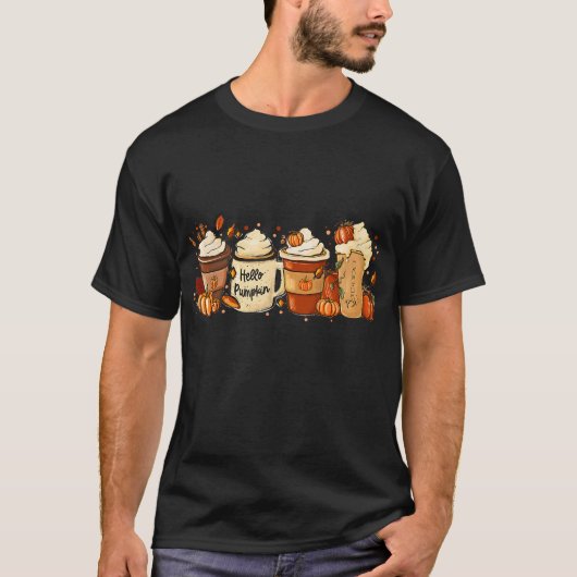 秋カボチャラテドリンク秋 Tシャツ (正面)