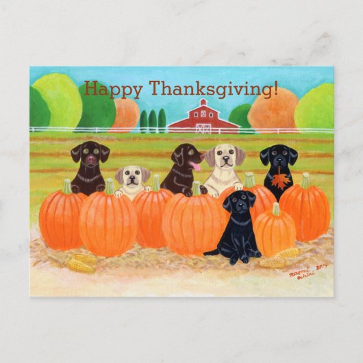 秋カボチャラブラドール絵画ズ シーズンポストカード (正面)