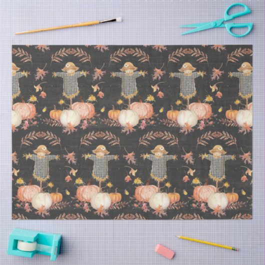 秋カボチャンスハーベストフローラ秋の葉のデクページ 薄葉紙 (クラフト)