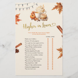 秋カボチャ上位または下位ゲームカード