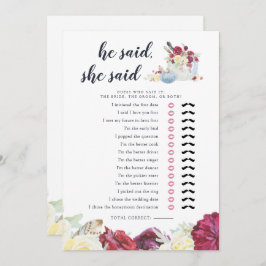 秋カボチャ両面ブライダルシャワーゲームカード 招待状