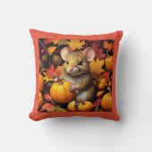 秋カボチャ付き愛らしいマウス装飾用クッション クッション (正面)
