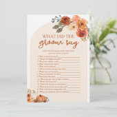 秋カボチャ何が新郎言うブライダルシャワーゲーム 招待状 (スタンド正面)