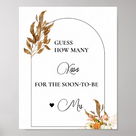 秋カボチャ何個のキスブライダルシャワーゲーム ポスター (正面)