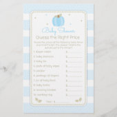 秋カボチャ価格を推測男の赤ちゃんシャワーゲーム チラシ (正面)