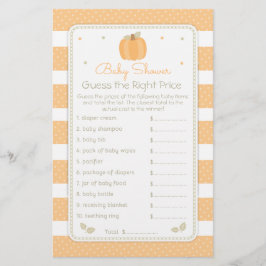 秋カボチャ価格ベビーシャワーゲームを推測 チラシ