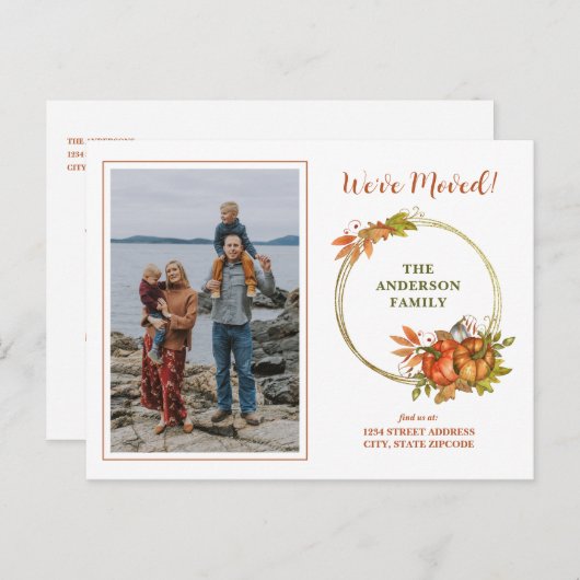 秋カボチャ写真我々は新しい家を移動した 案内ポストカード (正面/裏面)