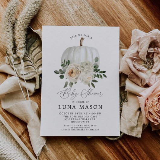 秋カボチャ及びフラワーベビーシャワー招待状 招待状