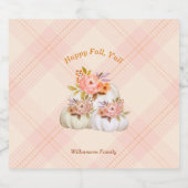 秋カボチャ収穫ピンク感謝祭カスタマイズ スパークリングワインラベル (シングルラベル)