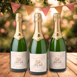 秋カボチャ収穫ピンク感謝祭カスタマイズ スパークリングワインラベル