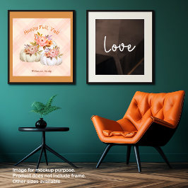 秋カボチャ収穫ピンク感謝祭カスタマイズ ポスター