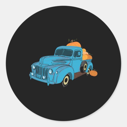 秋カボチャ収穫時間古いピックアップファームトラック ラウンドシール (正面)