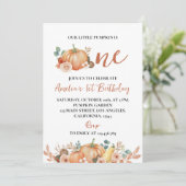秋カボチャ回転第1の誕生日招待状 招待状 (スタンド正面)