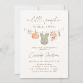 秋カボチャ女の子の衣服赤ちゃんシャワー 招待状 (正面)