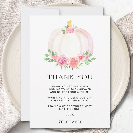 秋カボチャ女の子の赤ちゃんシャワーありがとう サンキューカード