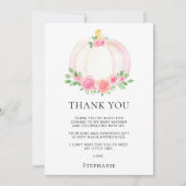 秋カボチャ女の子の赤ちゃんシャワーありがとう サンキューカード (正面)