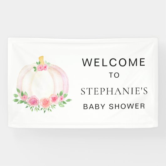 秋カボチャ女の子の赤ちゃんシャワーへようこそ 横断幕 (横)