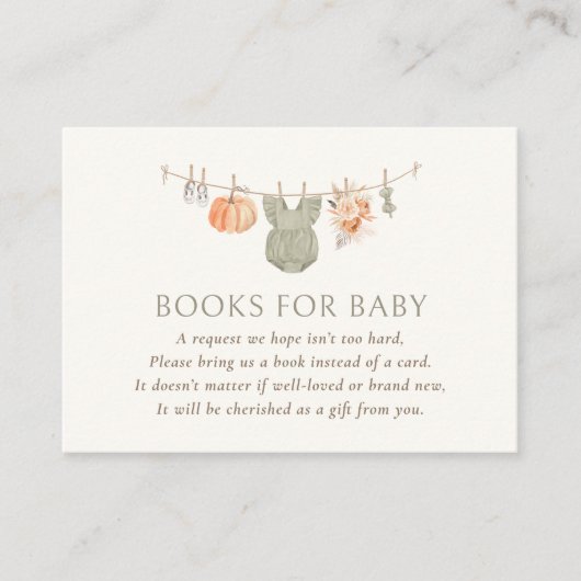 秋カボチャ女の子の赤ちゃん服の本ベビー エンクロージャーカード (正面)