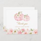 秋カボチャ女の子ベビーシャワーサンキューカード サンキューカード (正面/裏面)