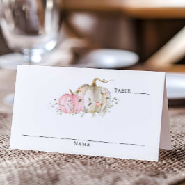 秋カボチャ女の子ベビーシャワーテーブル プレイスカード