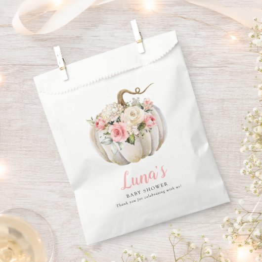 秋カボチャ女の子ベビーシャワー優先バッグ フェイバーバッグ (クリップ留めされた状態)