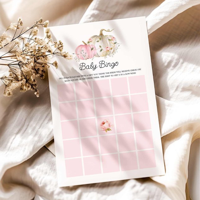 秋カボチャ女の子ベビービンゴゲームカード (Little Pumpkin Baby Bingo Game Card)