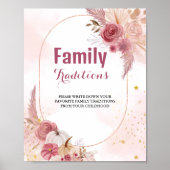 秋カボチャ家族の伝統ベビーシャワーサイン ポスター (正面)