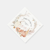 秋カボチャ幸せな友情を与えるフローラ水色 スタンダードカクテルナプキン (角)