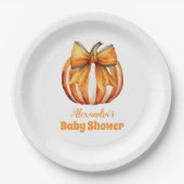 秋カボチャ弓ガールベビーシャワー ペーパープレート (正面)