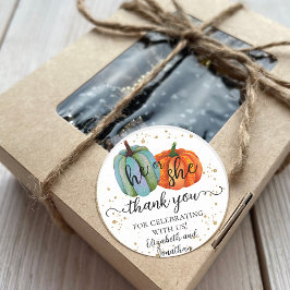 秋カボチャ彼または彼女は性別を明らかにありがとう ラウンドシール