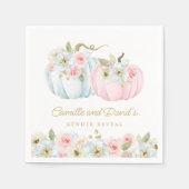 秋カボチャ性別が赤ちゃんシャワーを明かす スタンダードカクテルナプキン (正面)