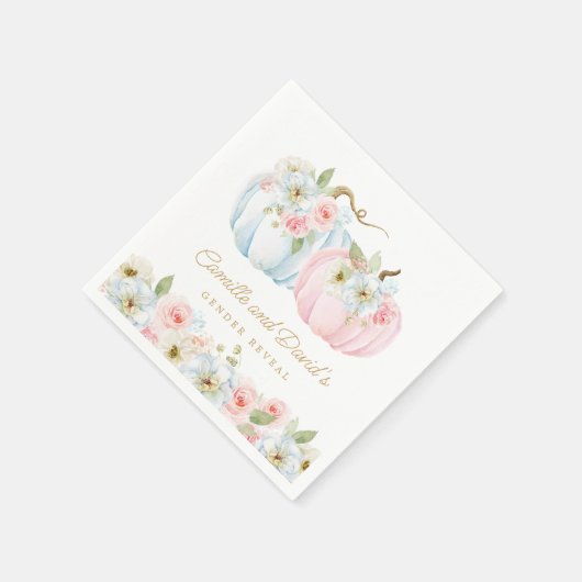 秋カボチャ性別が赤ちゃんシャワーを明かす スタンダードカクテルナプキン (角)